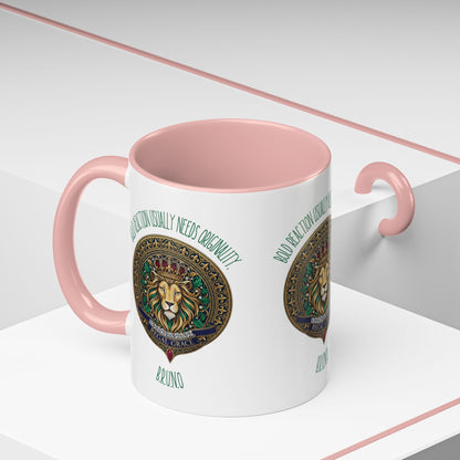 Personalized Initial Circled Lion Accent Coffee Mug