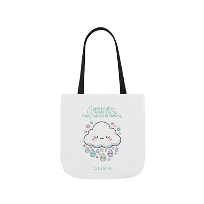 Personalized Initial Quote Cloud Dripping Canvas Tote Custom Name