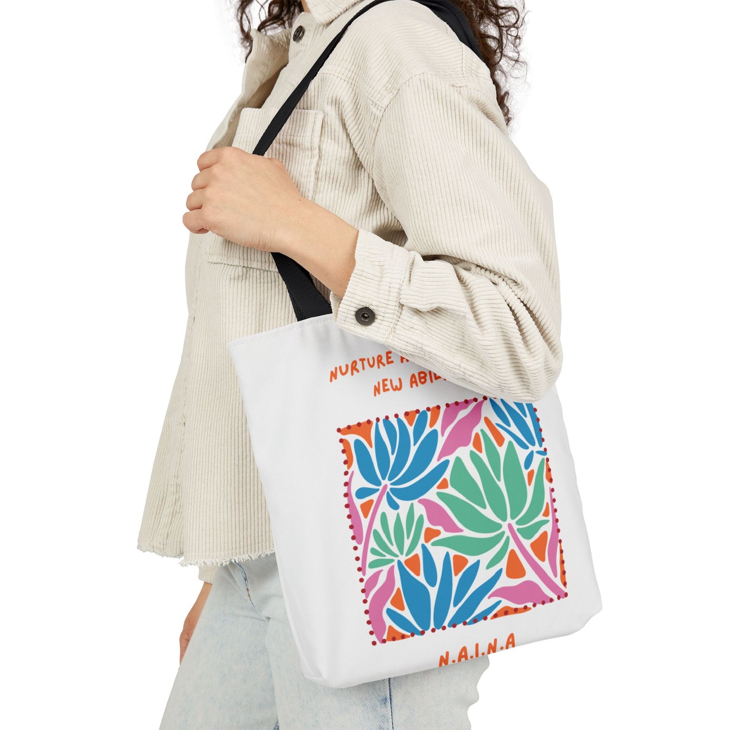 Personalized Initial Quote Colorful Momentum Canvas Tote Custom Name