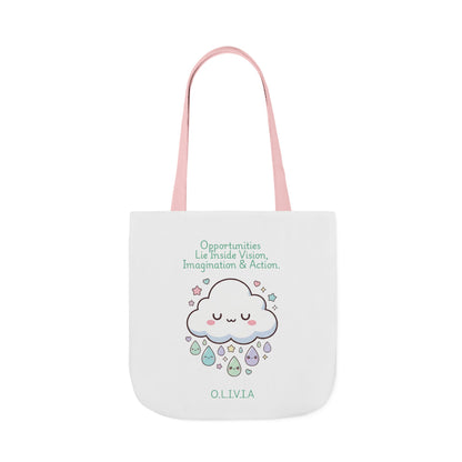Personalized Initial Quote Cloud Dripping Canvas Tote Custom Name