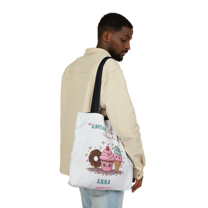Personalized Initial Quote Sweet Treat Canvas Tote Custom Name