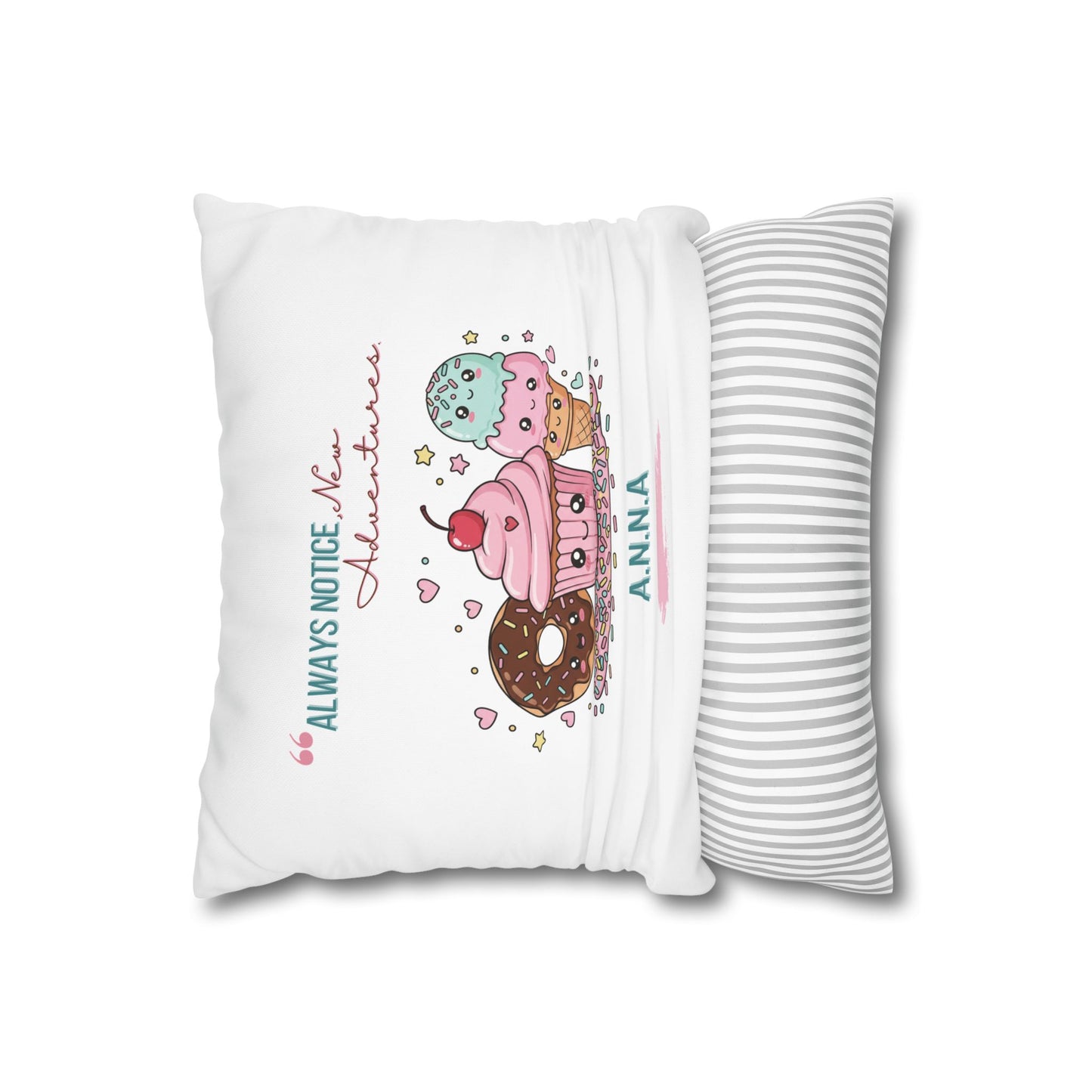 Personalized Initial Quote Sweet Treat — Custom Sayings on Square Poly Canvas Pillowcase