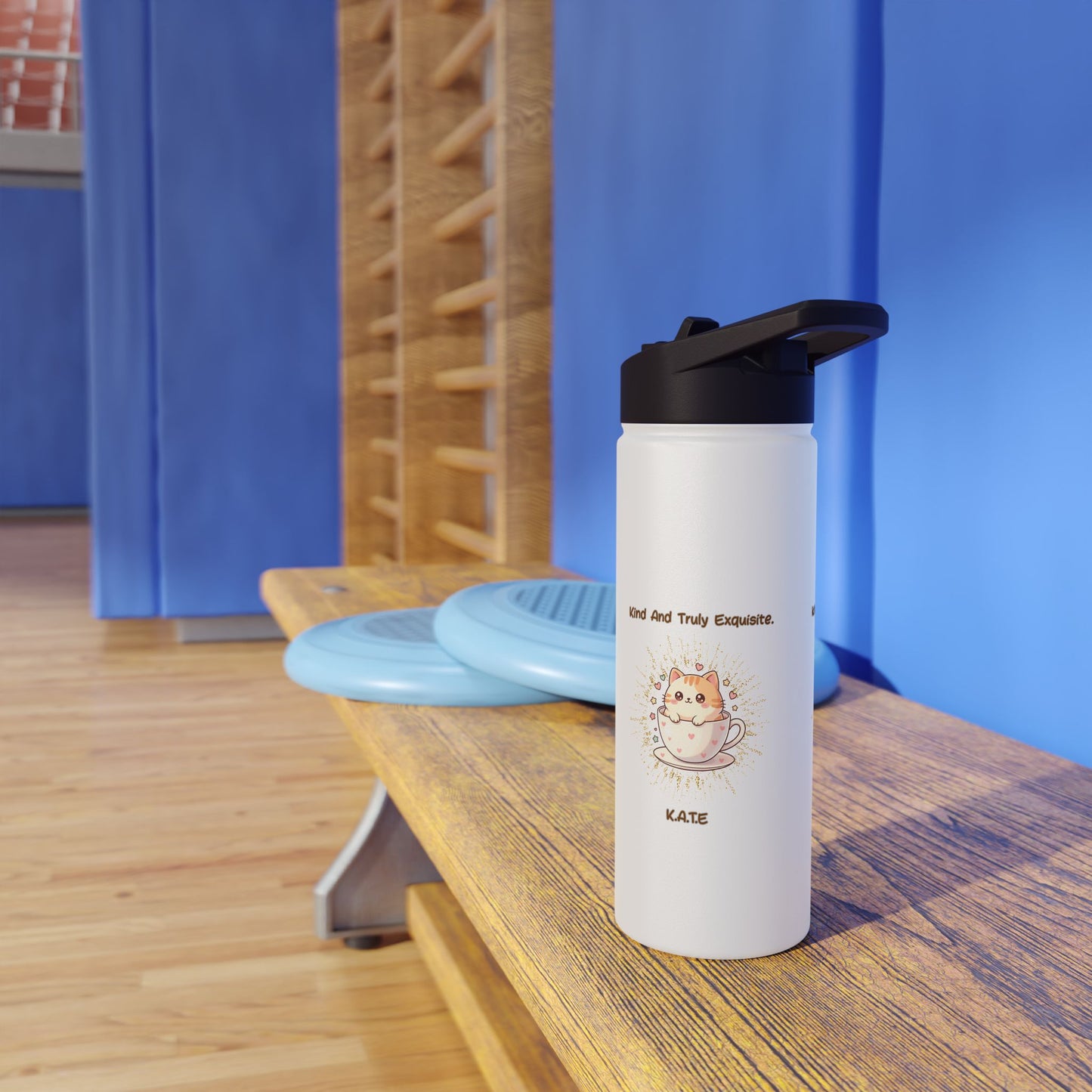 Personalized Initial Quote Exquisite Cat Stainless Steel Water Bottle