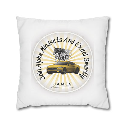 Personalized Initial Quote Horse Car — Custom Sayings on Square Poly Canvas Pillowcase