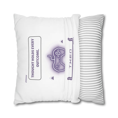 Personalized Initial Quote Game Controller — Custom Sayings on Square Poly Canvas Pillowcase