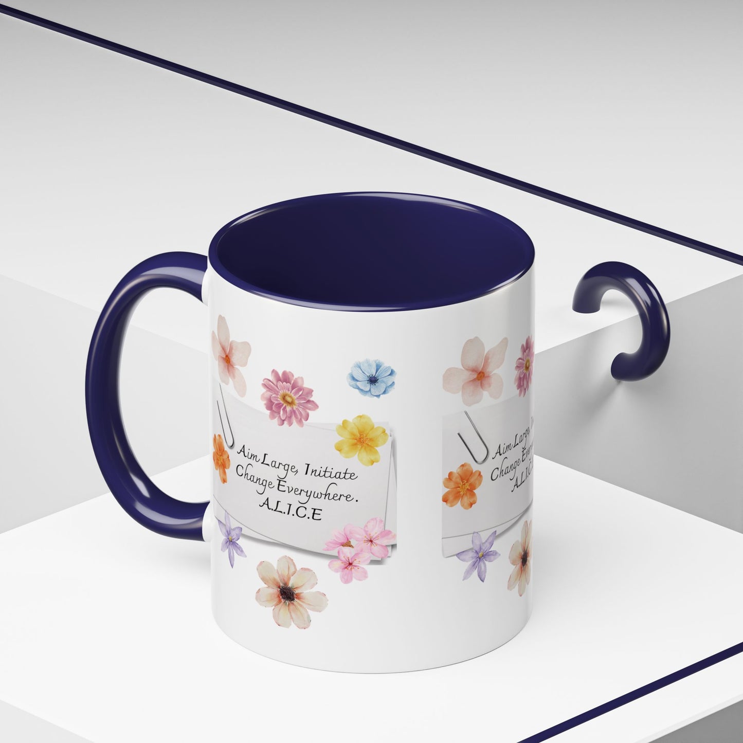 Personalized Floral Clip Note Accent Coffee Mug
