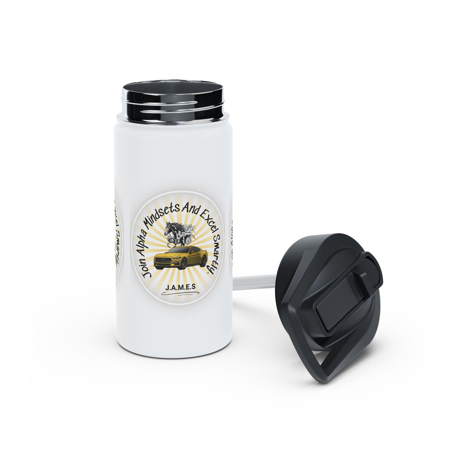 Personalized Initial Quote Horse Car Stainless Steel Water Bottle