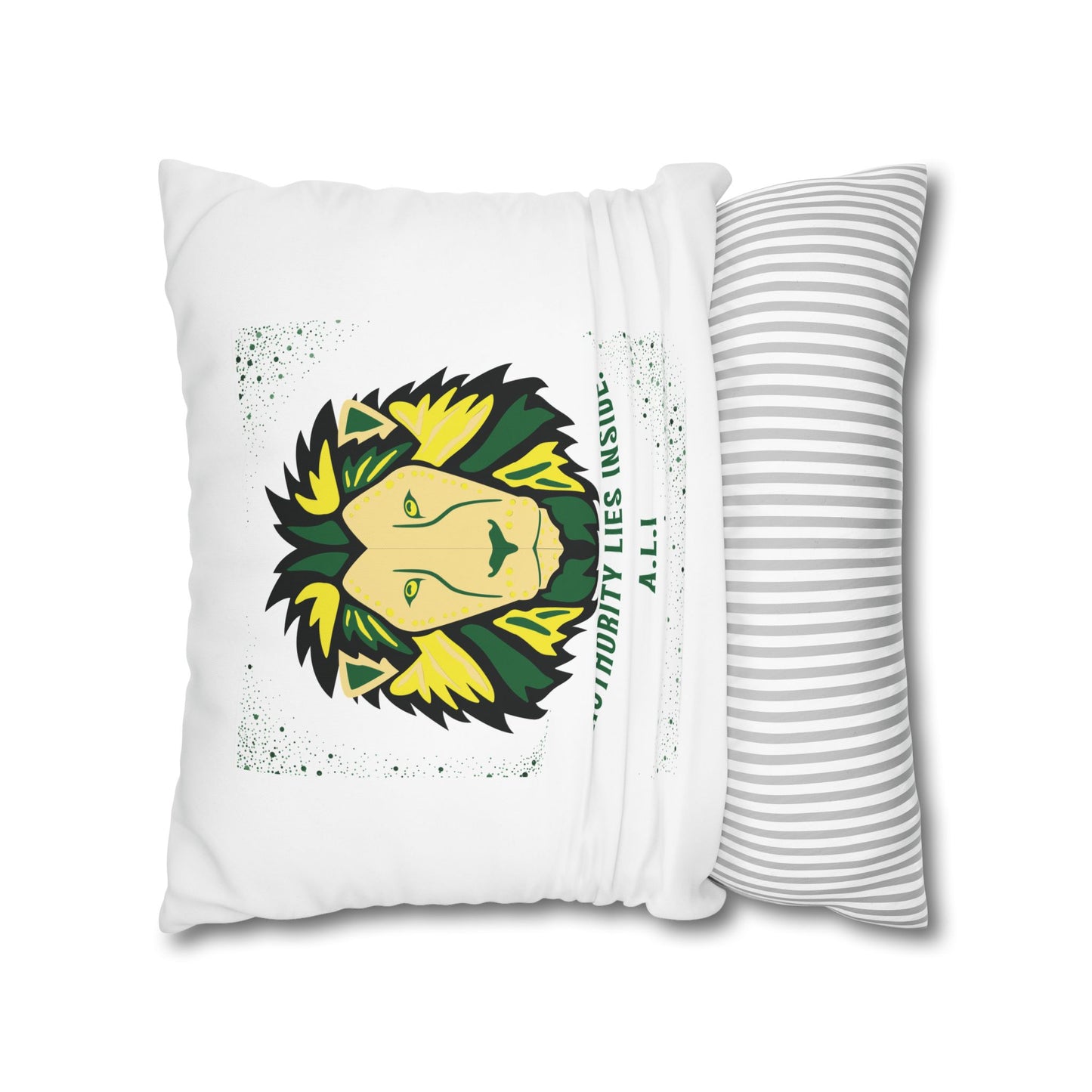 Personalized Initial Quote Lion — Custom Sayings on Square Poly Canvas Pillowcase