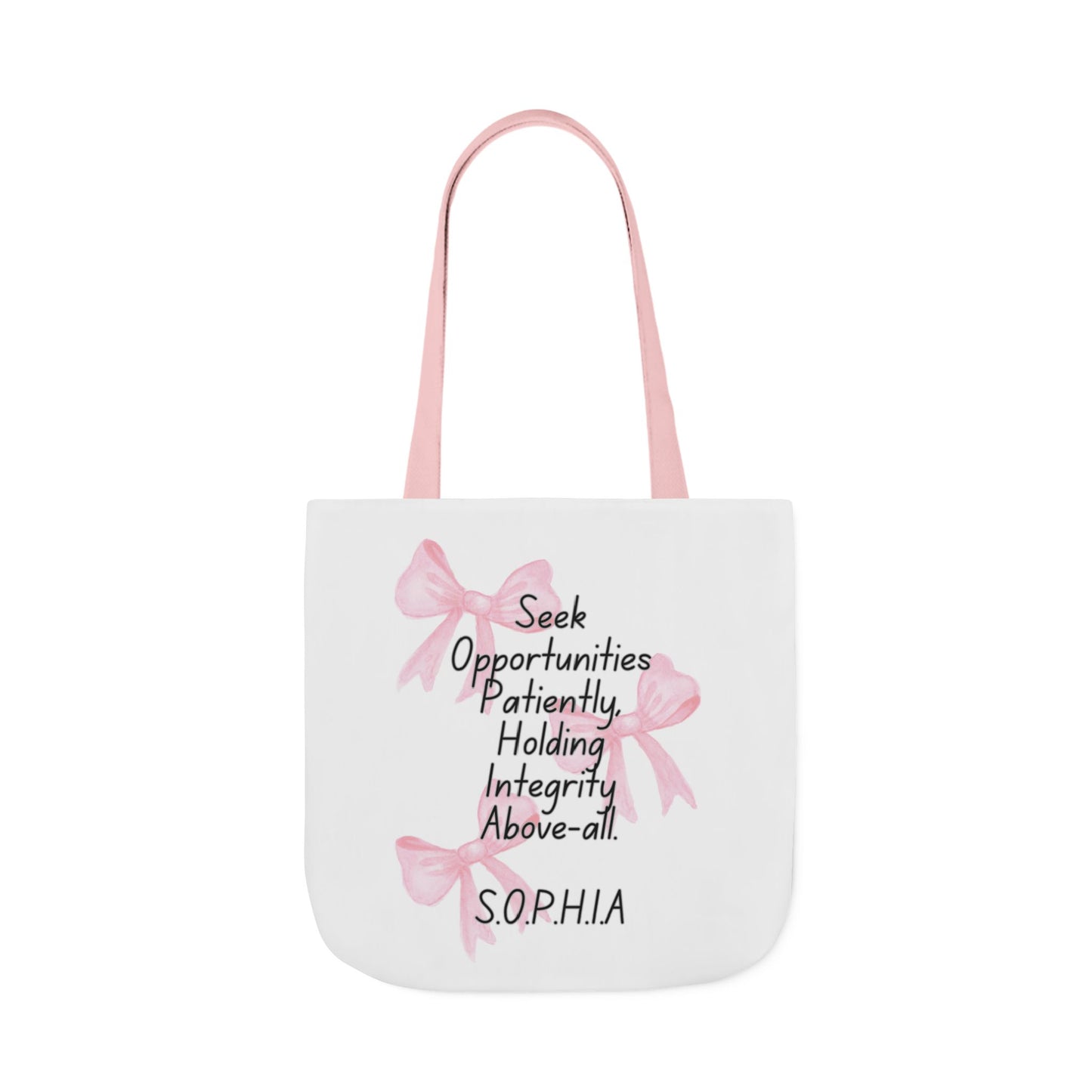 Personalized Initial Quote Pink Bow Canvas Tote Custom Name