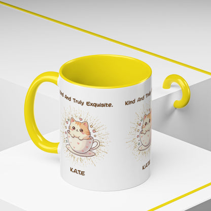 Personalized Initial Exquisite Cat Accent Coffee Mug