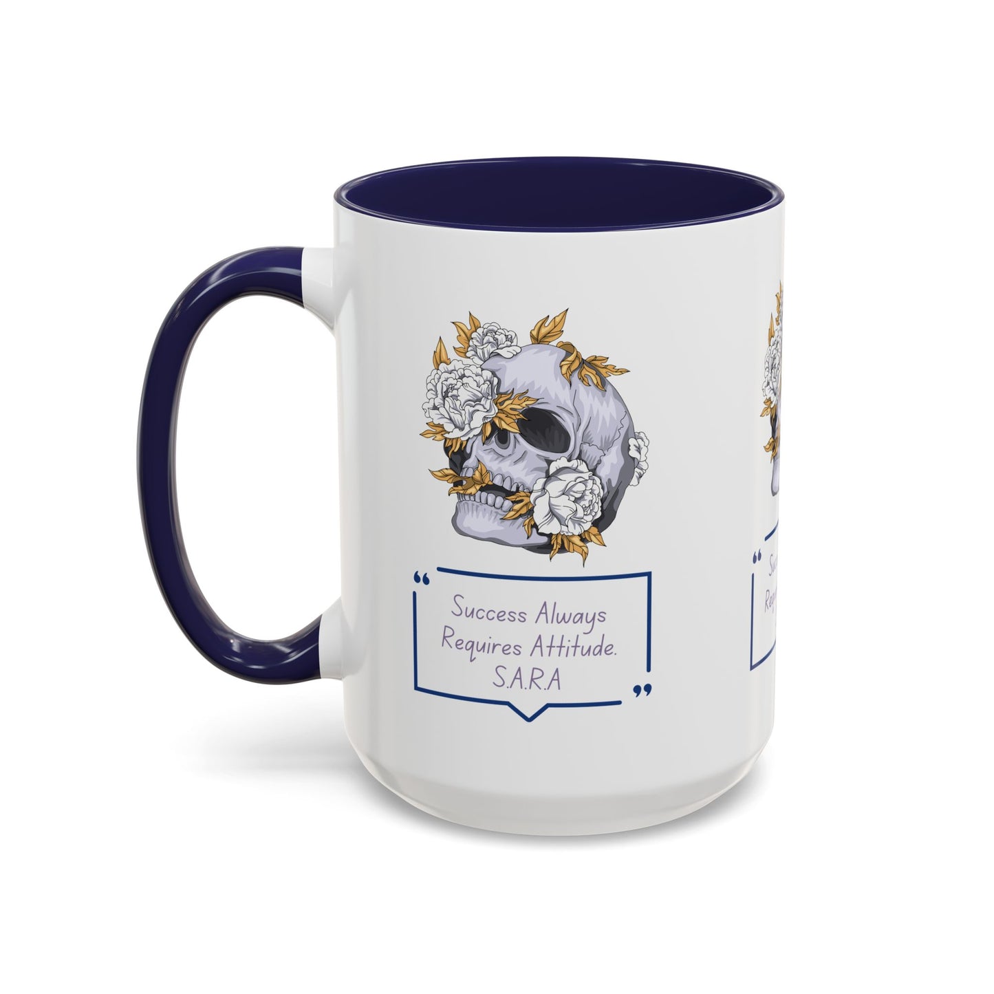 Personalized Initial Floral Skull Accent Coffee Mug