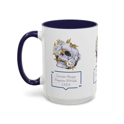 Personalized Initial Floral Skull Accent Coffee Mug