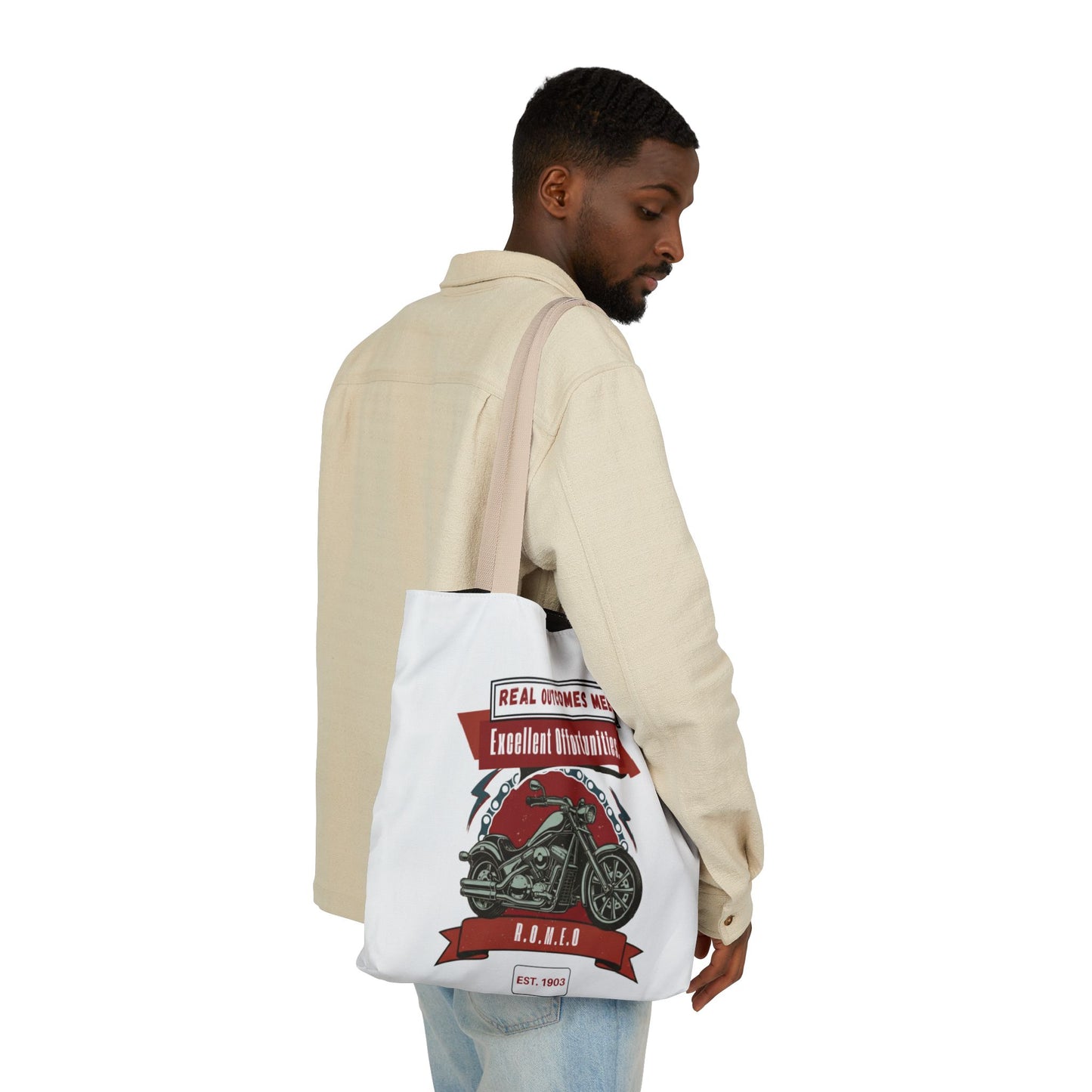 Personalized Initial Quote Motorcycle Canvas Tote Custom Name
