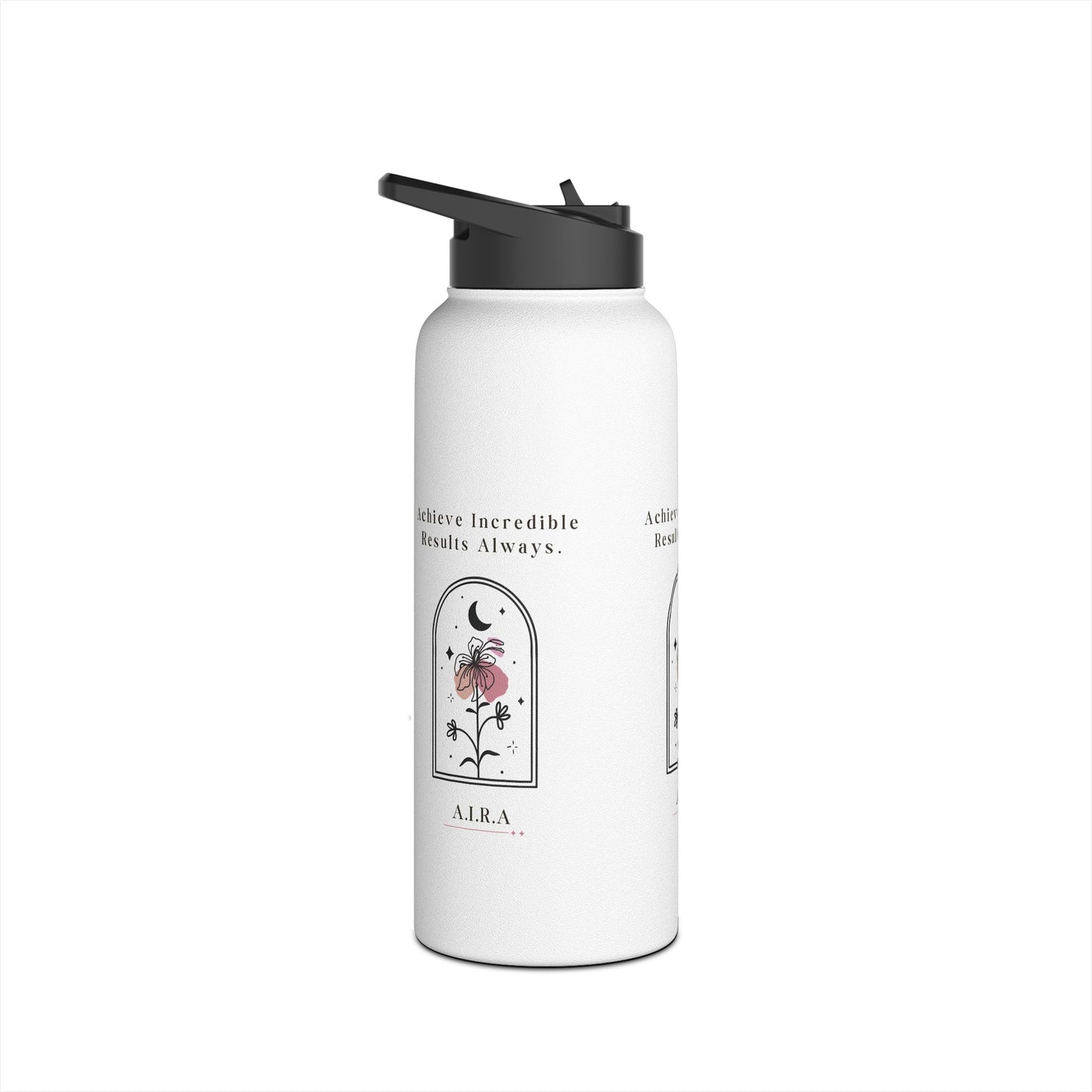 Personalized Initial Quote Floral Moon Stainless Steel Water Bottle