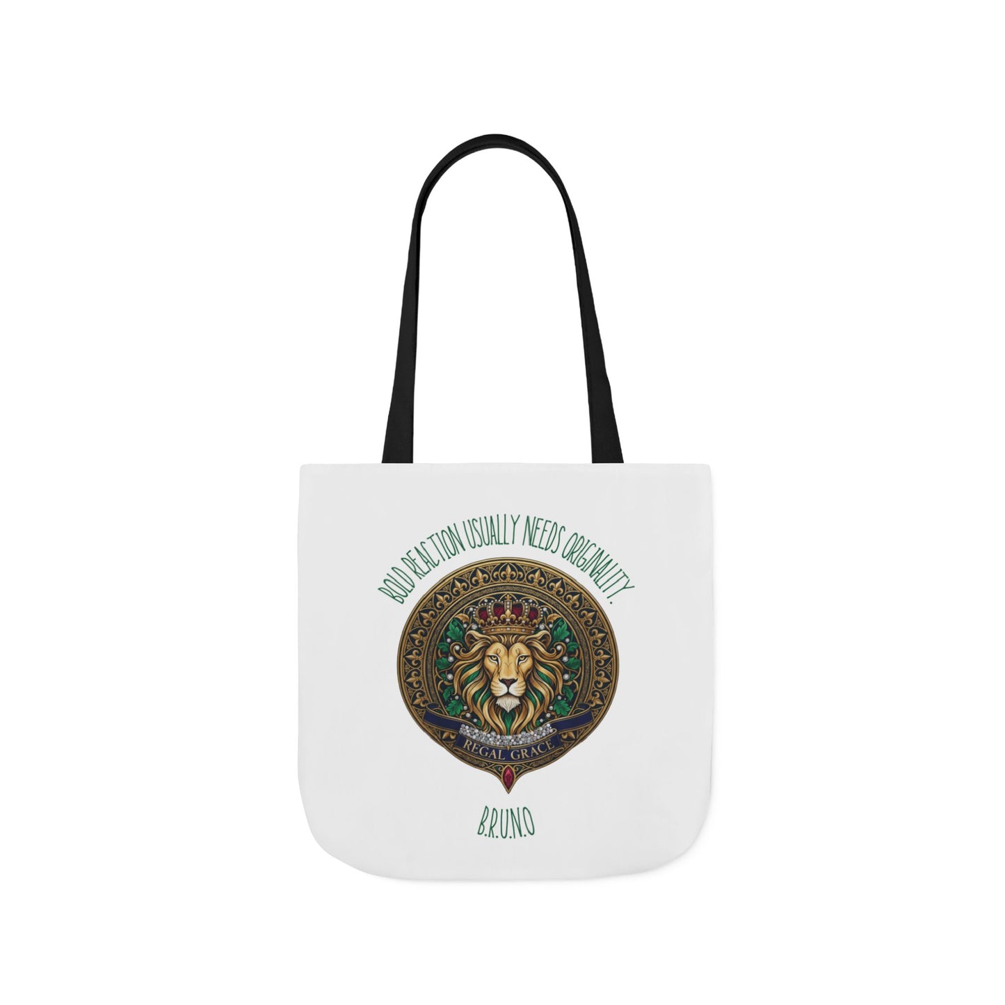 Personalized Initial Quote Circle Lion Canvas Tote Custom Name