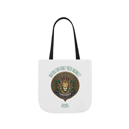 Personalized Initial Quote Circle Lion Canvas Tote Custom Name