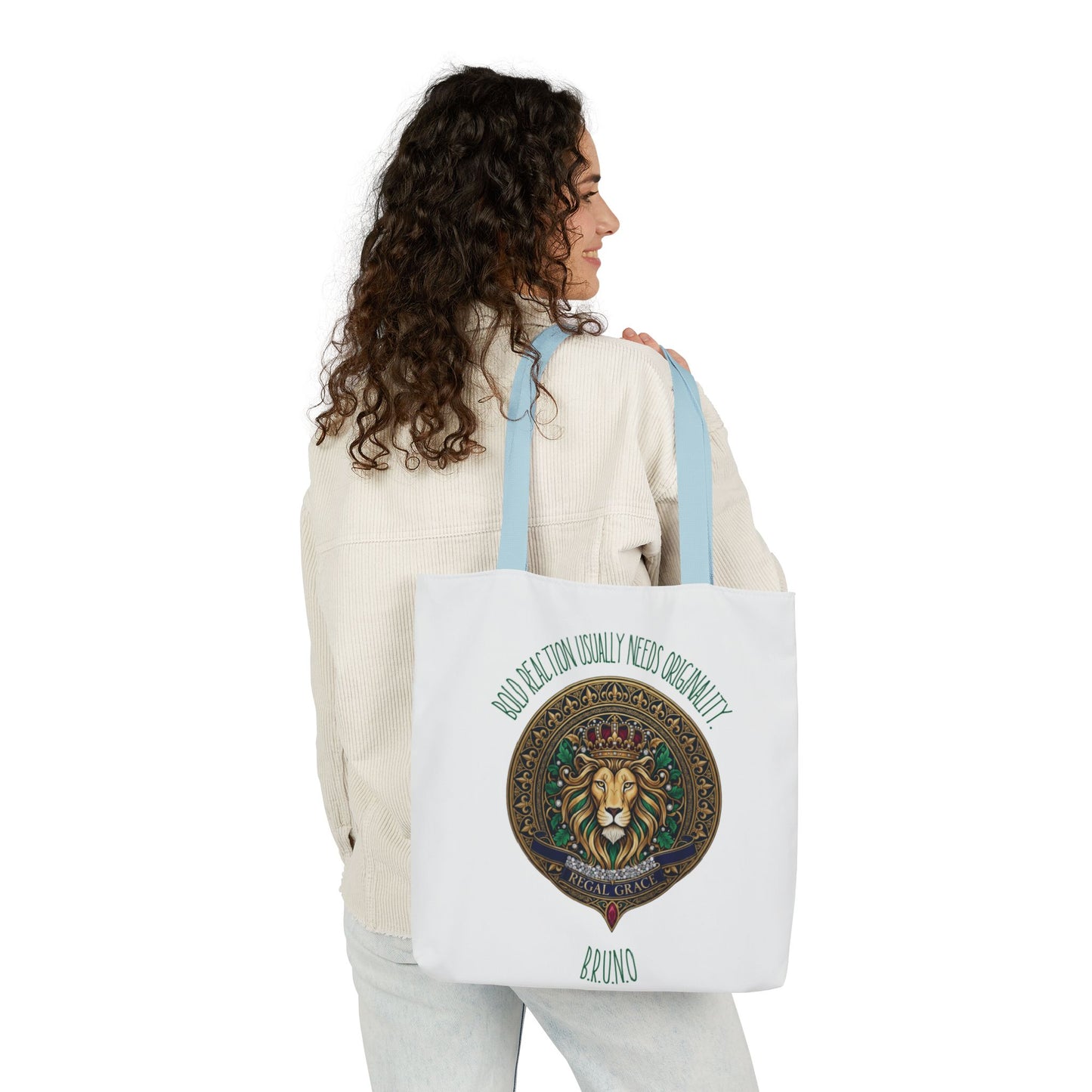 Personalized Initial Quote Circle Lion Canvas Tote Custom Name