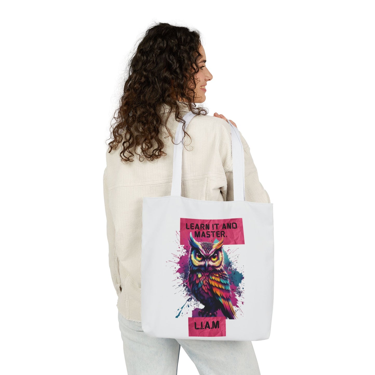Personalized Initial Quote Owl Canvas Tote Custom Name