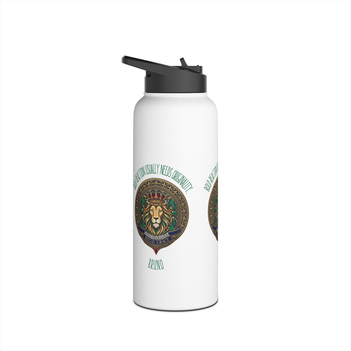 Personalized Initial Quote Circled Lion Stainless Steel Water Bottle