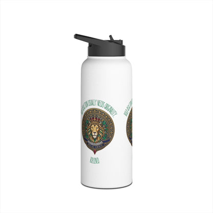 Personalized Initial Quote Circled Lion Stainless Steel Water Bottle