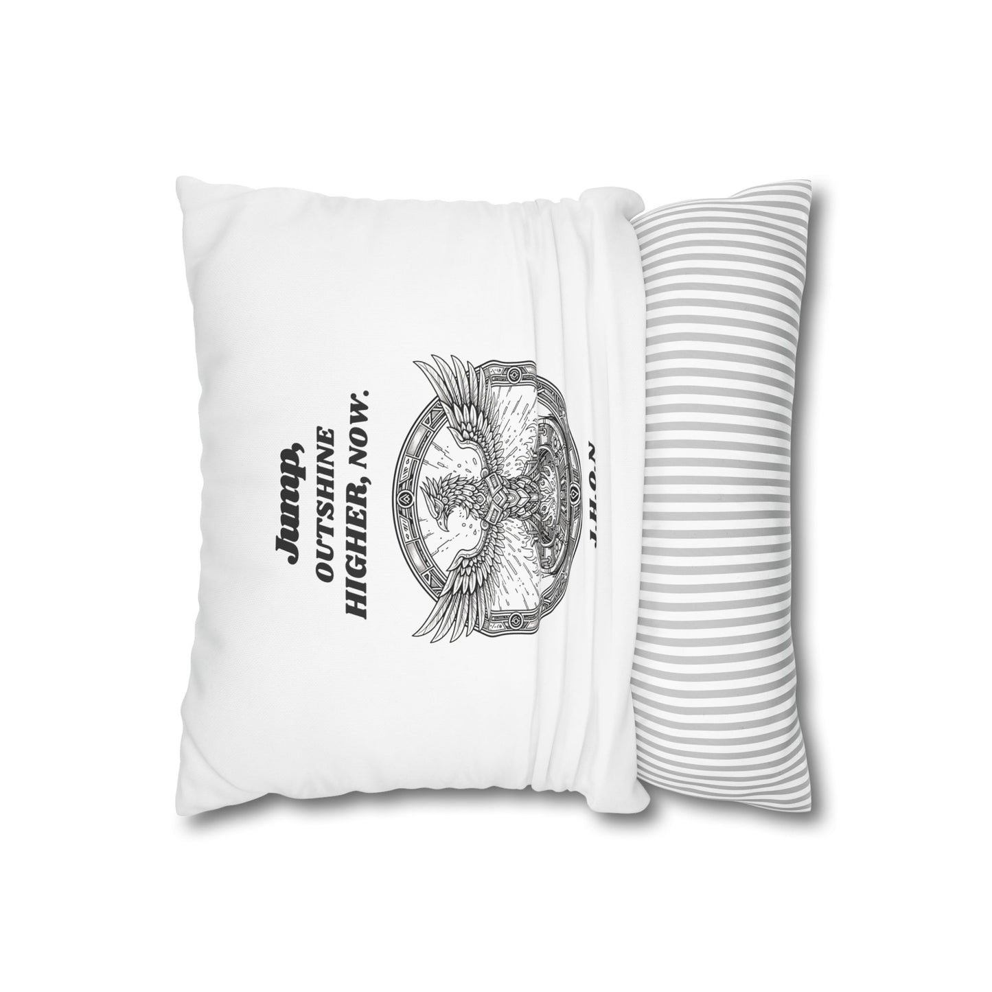 Personalized Initial Quote Circled Eagle — Custom Sayings on Square Poly Canvas Pillowcase