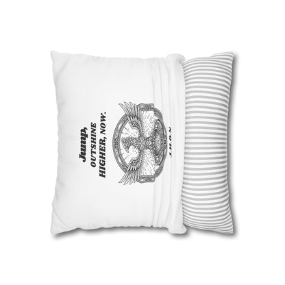 Personalized Initial Quote Circled Eagle — Custom Sayings on Square Poly Canvas Pillowcase