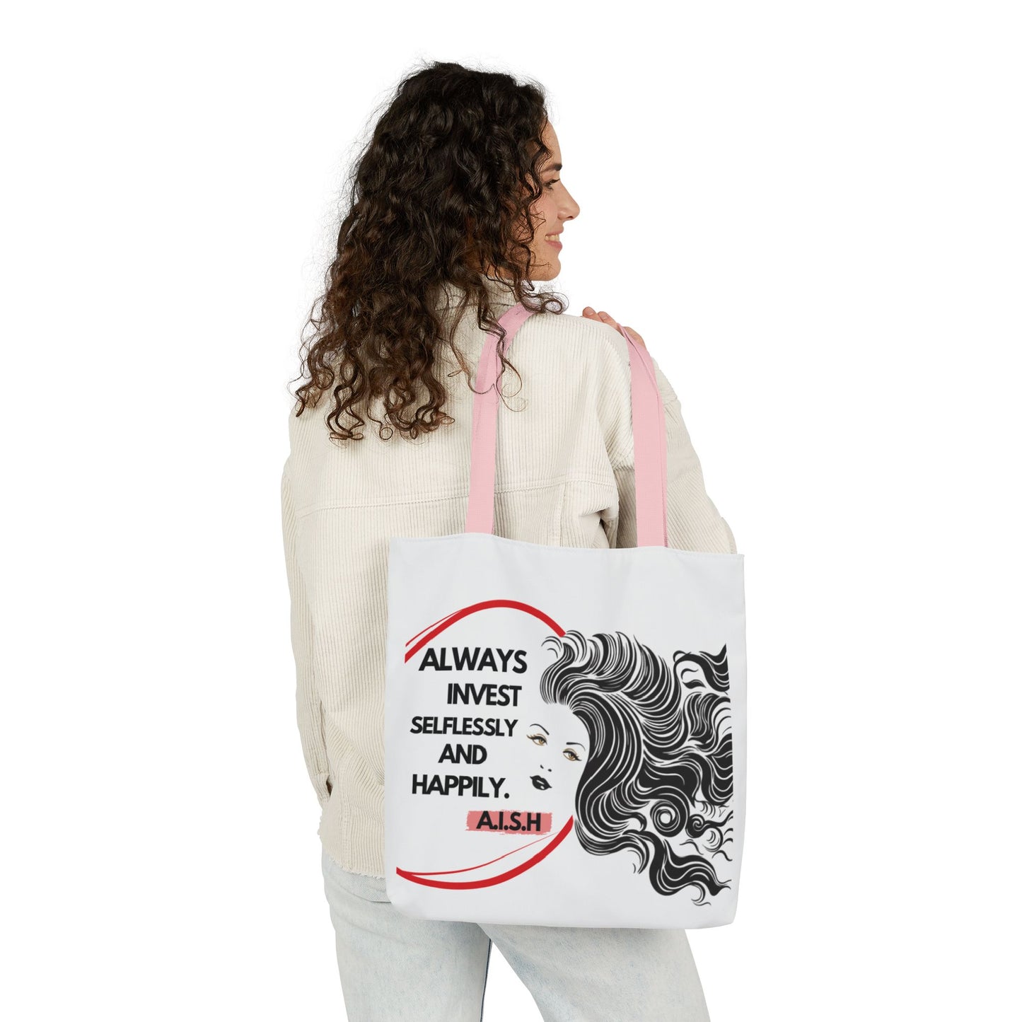 Personalized Initial Quote Inspirational Girl Canvas Tote Custom Name