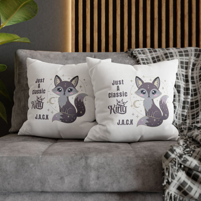 Personalized Initial Quote Fox — Custom Sayings on Square Poly Canvas Pillowcase