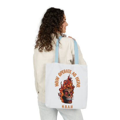 Personalized Initial Quote Fire Skull Canvas Tote Custom Name