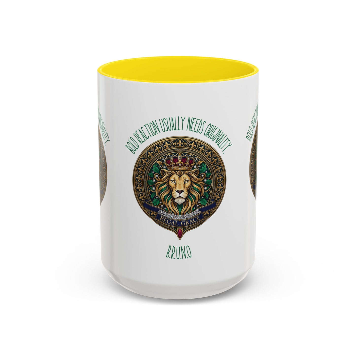 Personalized Initial Circled Lion Accent Coffee Mug