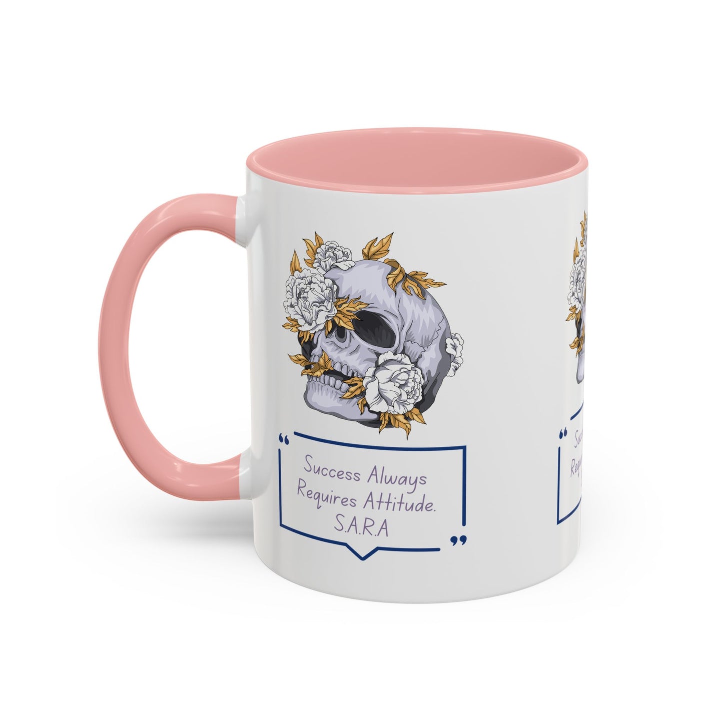 Personalized Initial Floral Skull Accent Coffee Mug