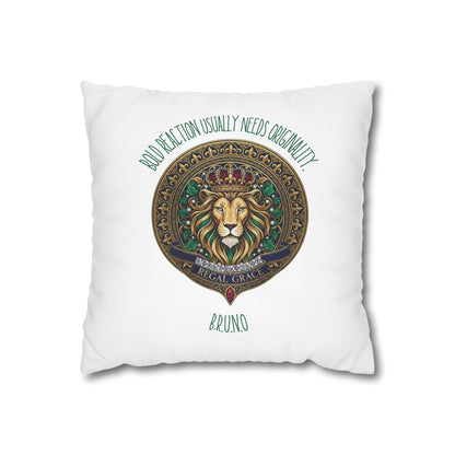Customized monogrammed pillowcase with personalized quote. High-quality poly canvas square cushion cover, ideal for housewarming, wedding, or anniversary gifts with bespoke text.
