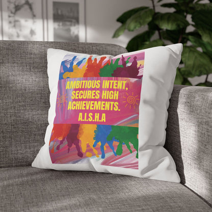 Personalized Initial Quote Colorful Paint — Custom Sayings on Square Poly Canvas Pillowcase