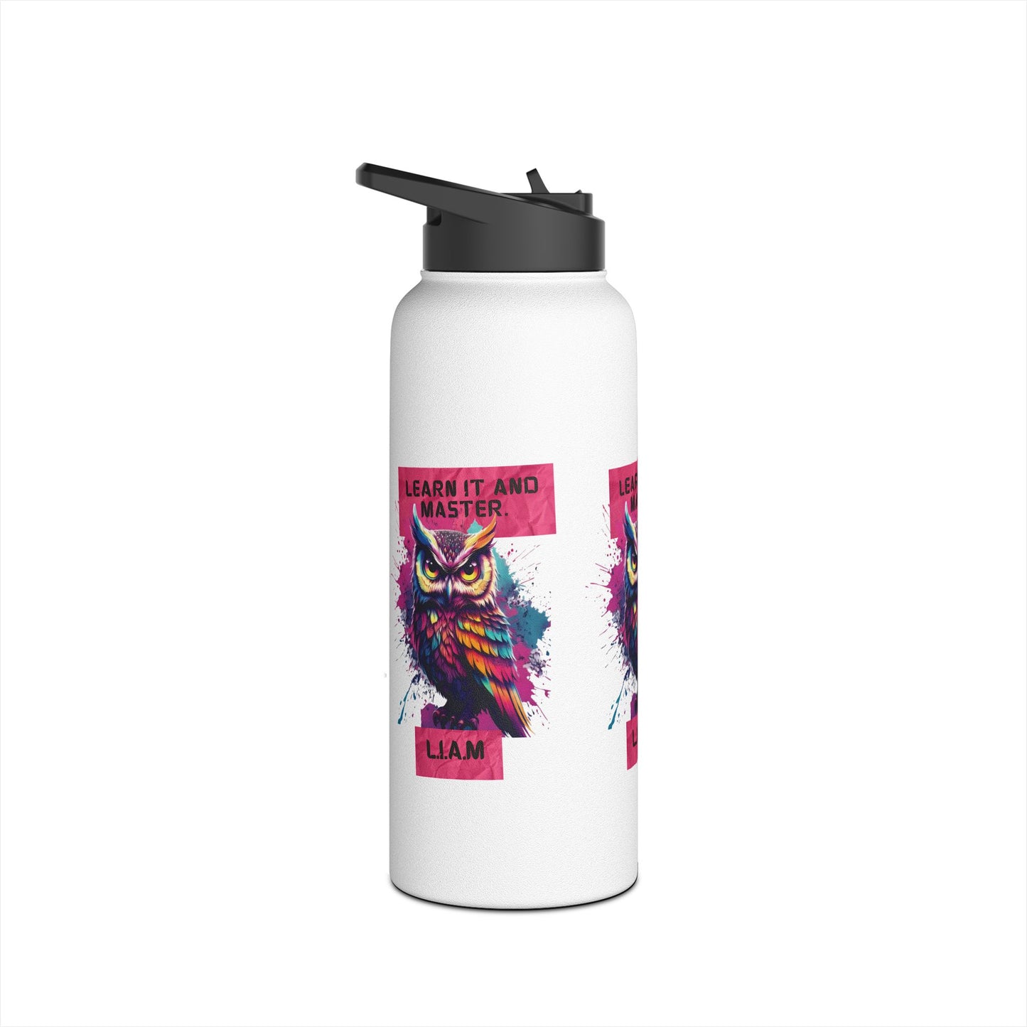 Personalized Initial Quote Owl Stainless Steel Water Bottle