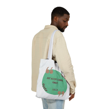 Personalized Initial Quote Inspirational  Note Canvas Tote Custom Name