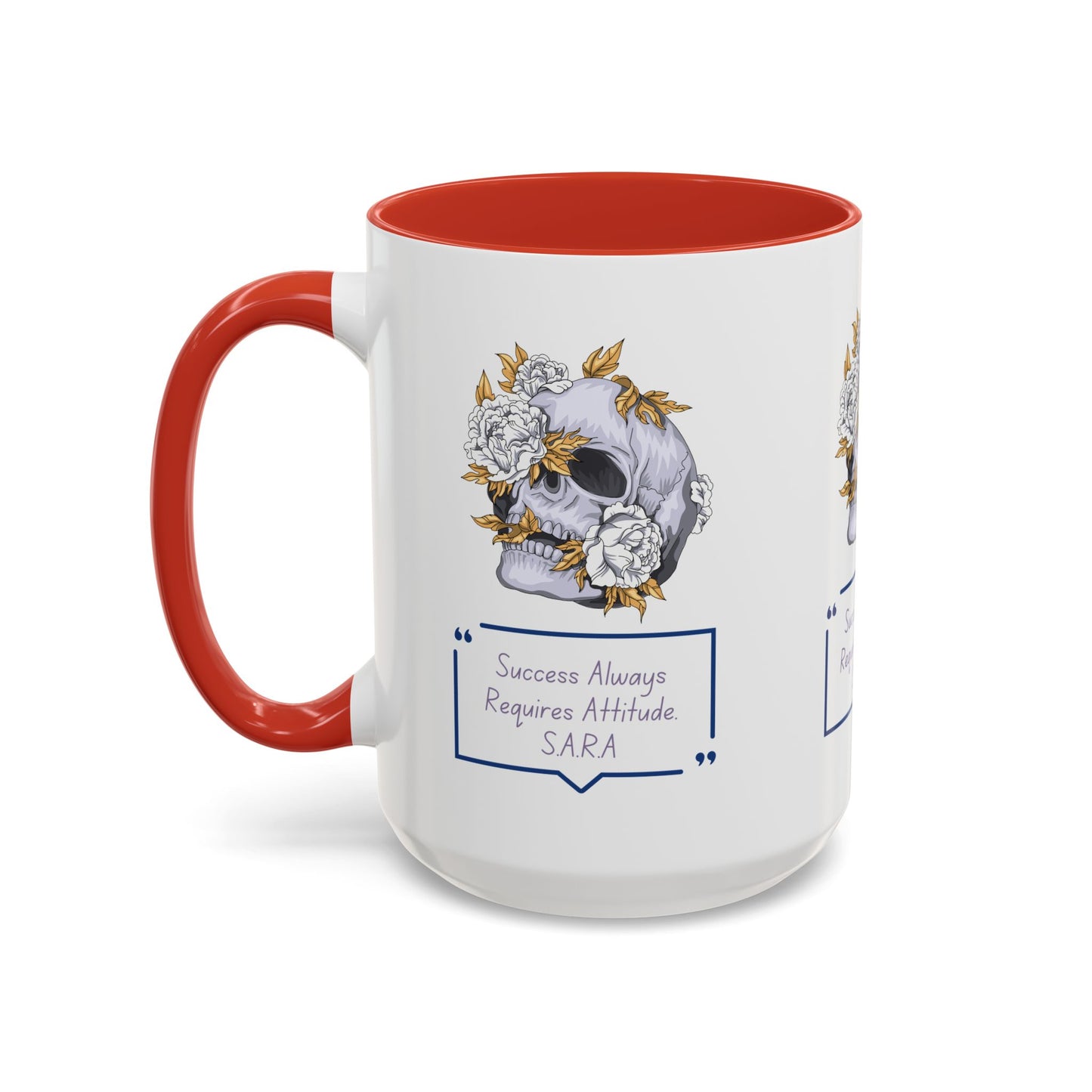 Personalized Initial Floral Skull Accent Coffee Mug