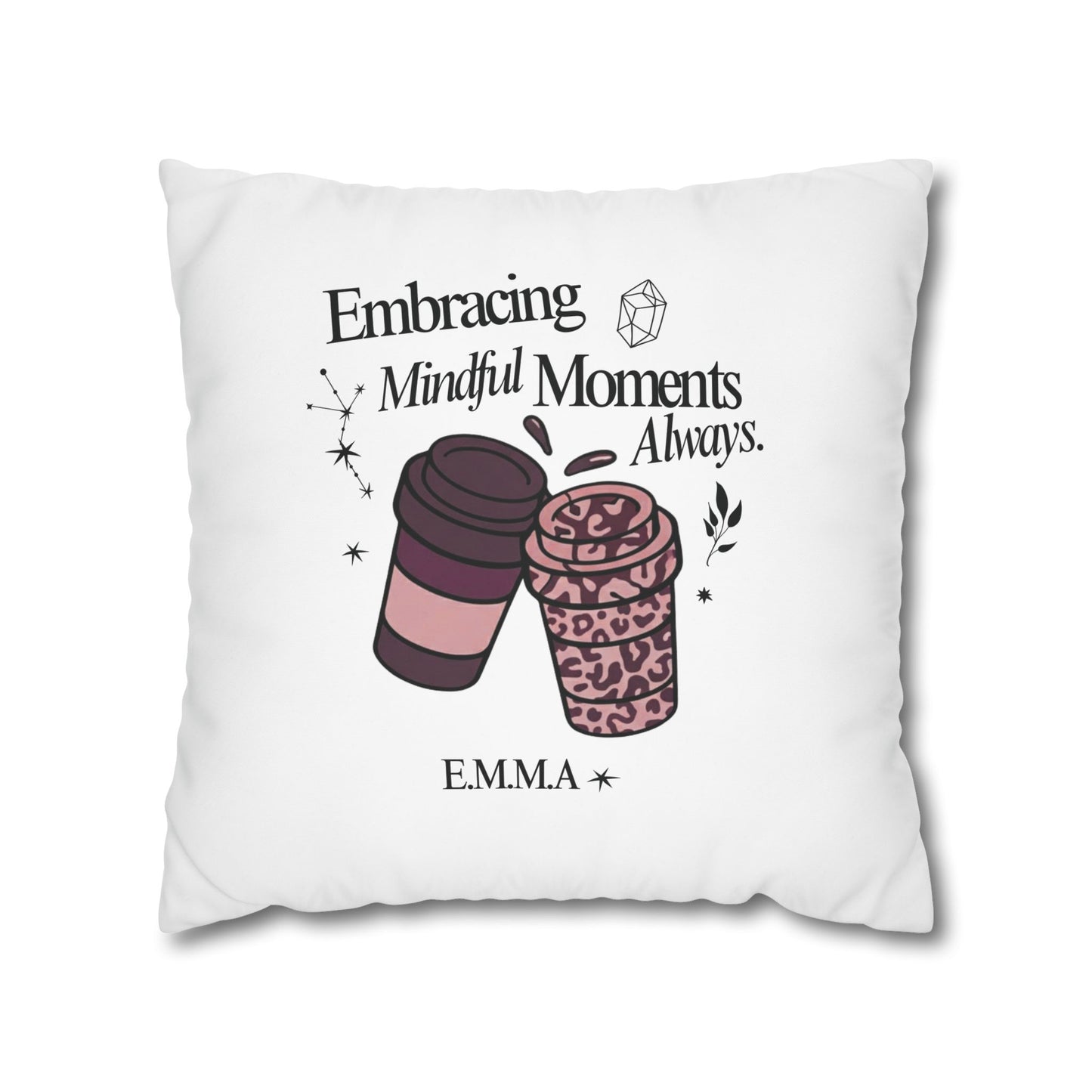 Personalized Initial Quote Girly Coffee — Custom Sayings on Square Poly Canvas Pillowcase