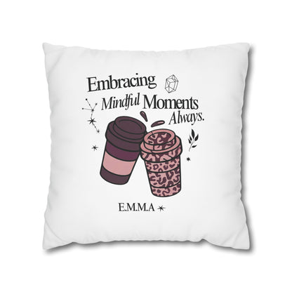 Personalized Initial Quote Girly Coffee — Custom Sayings on Square Poly Canvas Pillowcase