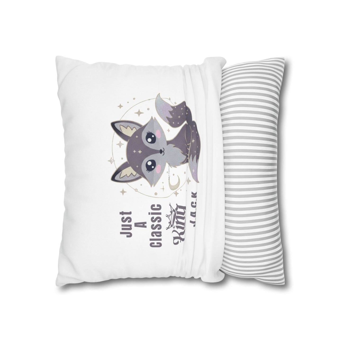 Personalized Initial Quote Fox — Custom Sayings on Square Poly Canvas Pillowcase