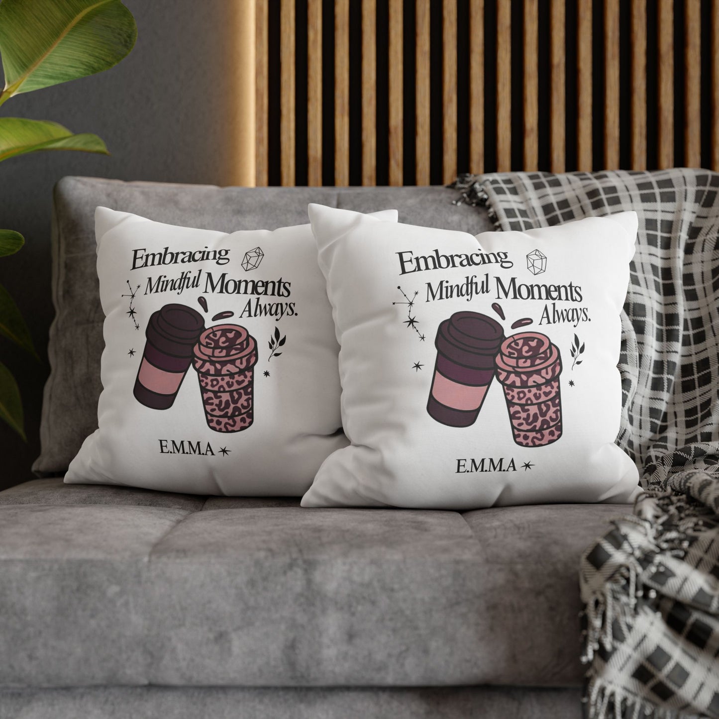 Personalized Initial Quote Girly Coffee — Custom Sayings on Square Poly Canvas Pillowcase