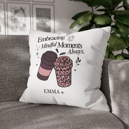 Personalized Initial Quote Girly Coffee — Custom Sayings on Square Poly Canvas Pillowcase