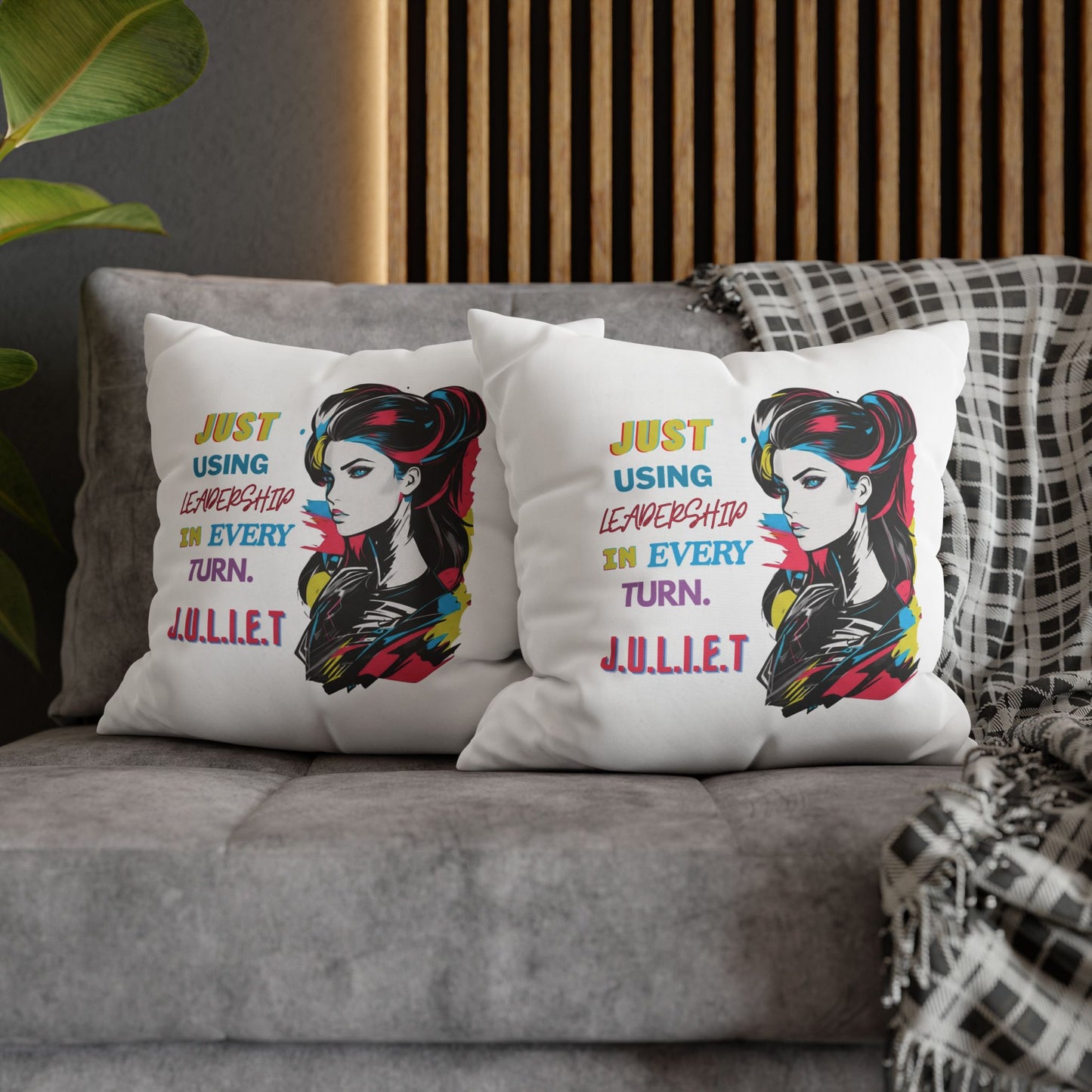 Personalized Initial Quote Vintage Girl — Custom Sayings on Square Poly Canvas Pillowcase