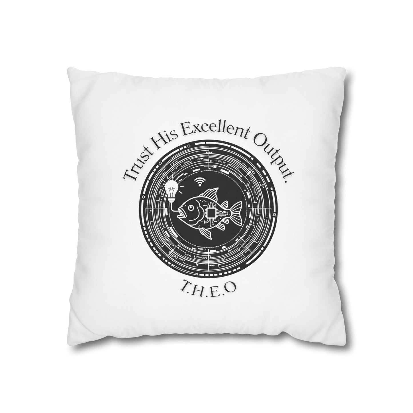 Personalized Initial Quote Fish — Custom Sayings on Square Poly Canvas Pillowcase