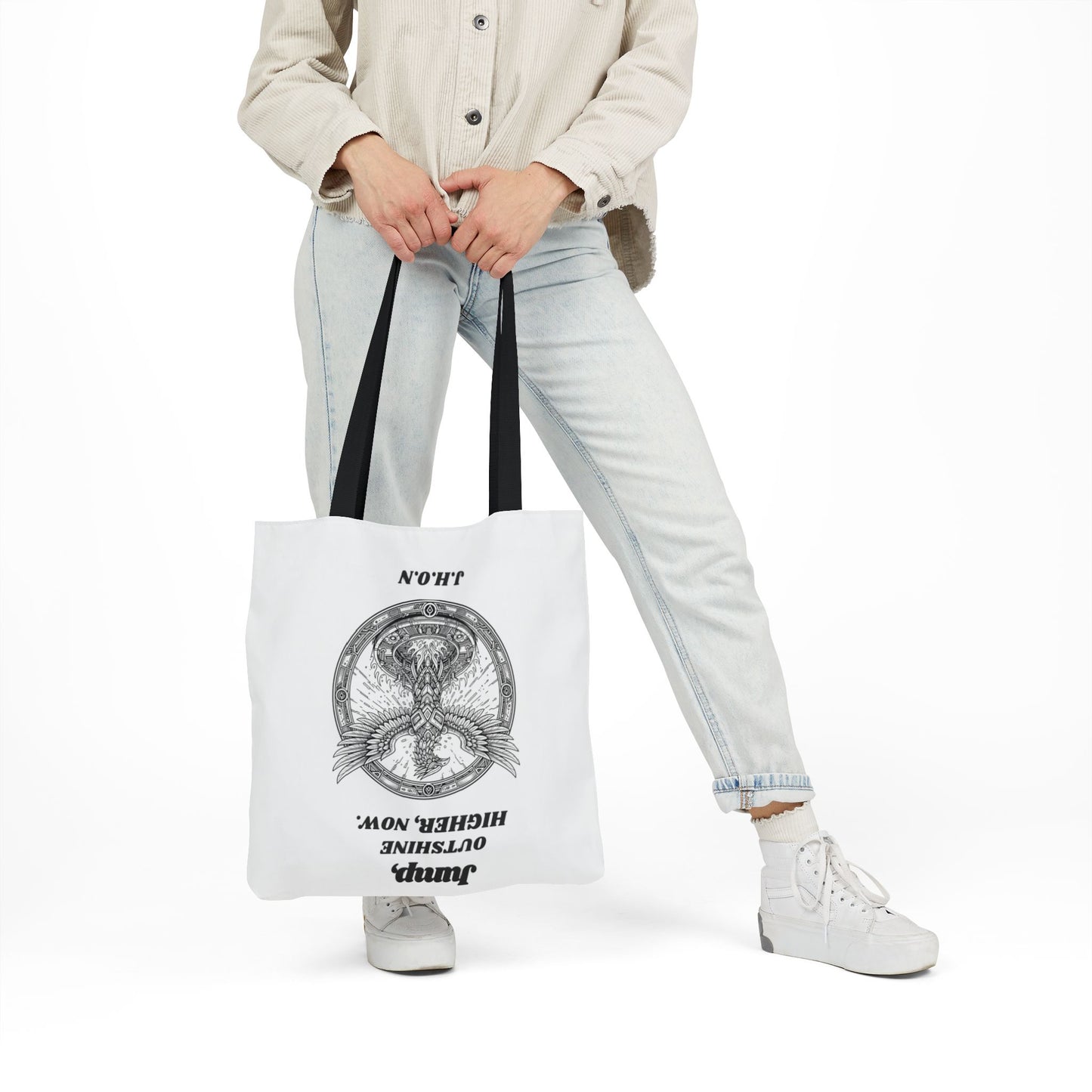 Personalized Initial Quote Circled Eagle Canvas Tote Custom Name