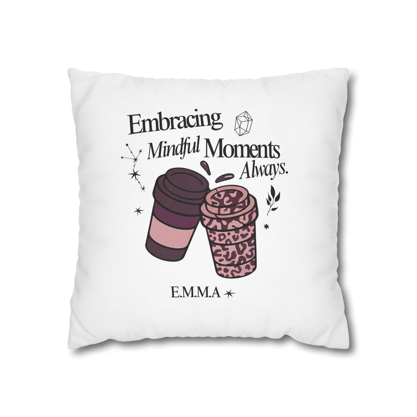 Personalized Initial Quote Girly Coffee — Custom Sayings on Square Poly Canvas Pillowcase