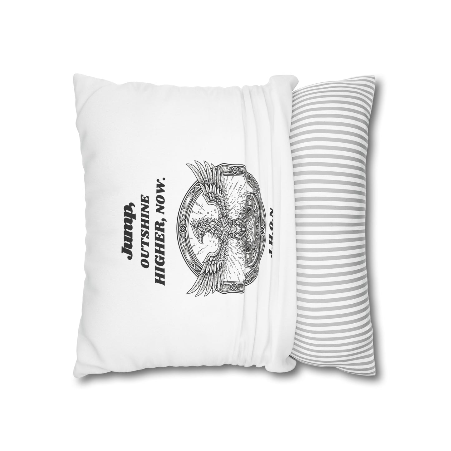 Personalized Initial Quote Circled Eagle — Custom Sayings on Square Poly Canvas Pillowcase