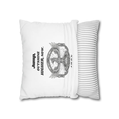 Personalized Initial Quote Circled Eagle — Custom Sayings on Square Poly Canvas Pillowcase