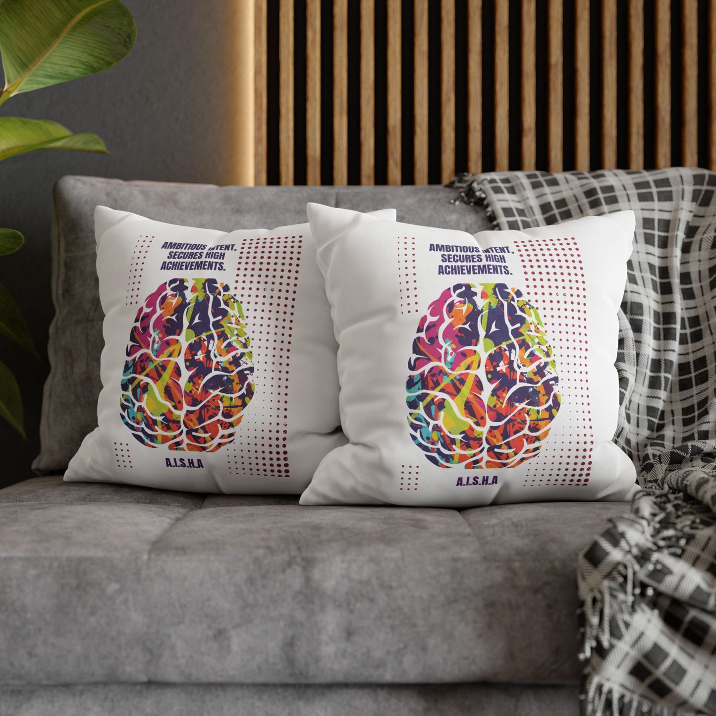 Personalized Initial Quote Brain — Custom Sayings on Square Poly Canvas Pillowcase