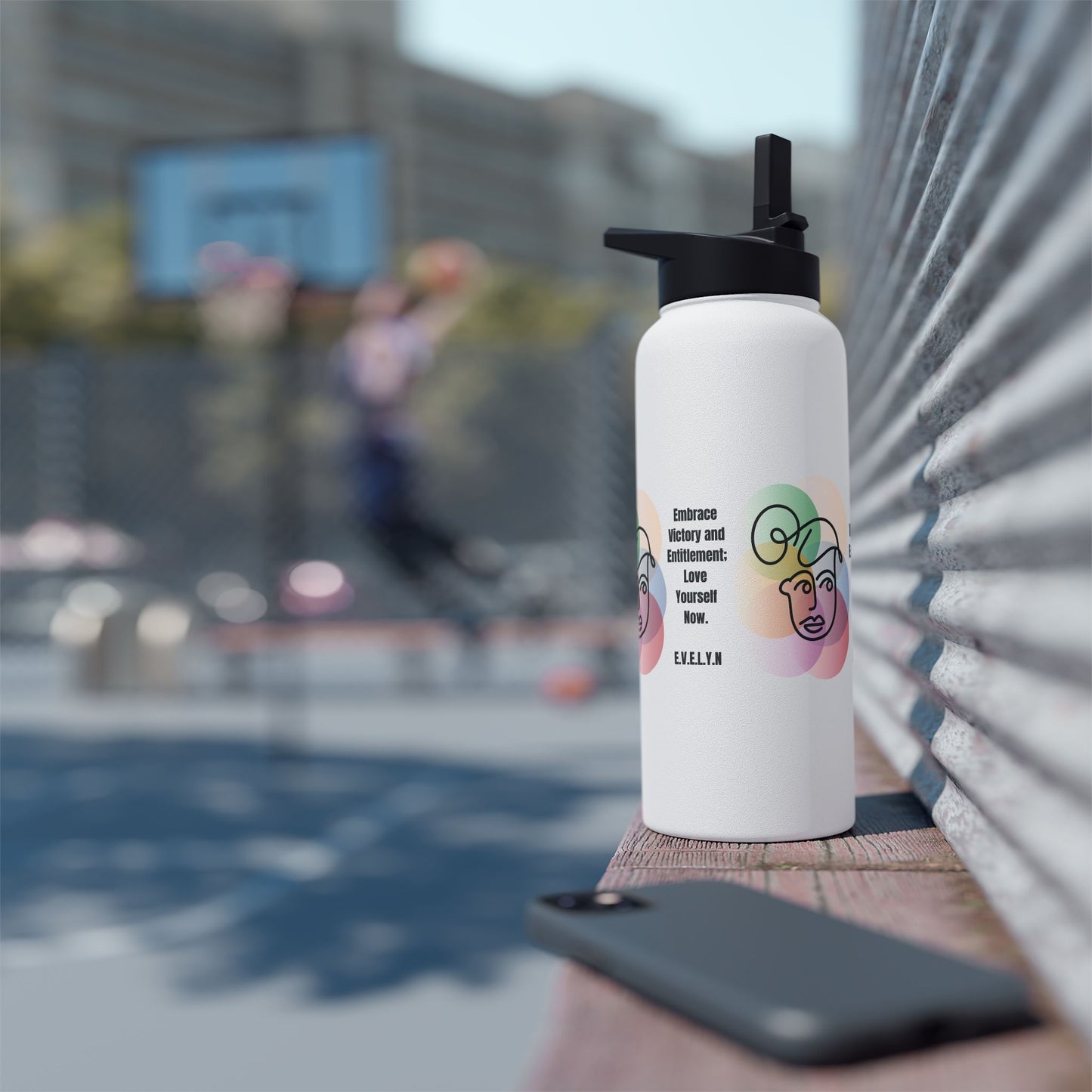 Personalized Initial Quote Sketch Girl Stainless Steel Water Bottle