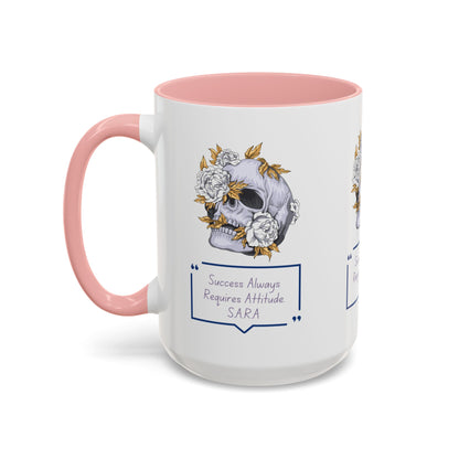 Personalized Initial Floral Skull Accent Coffee Mug